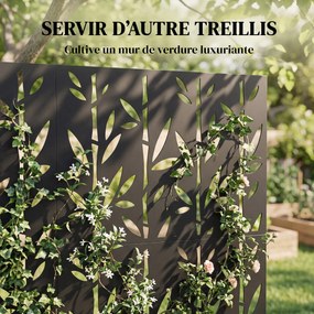 Biombo decorativo de proteção visual para exterior 92 x 40 x 192 cm, claustra decorativa para jardim, 3 painéis com padrão de bambu em metal, preto