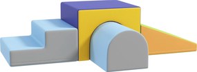HOMCOM Conjunto de 4 blocos macios para escalar e deslizar, revestimento em couro sintético, para crianças de 1-3 anos, multicolorido | Aosom Portugal