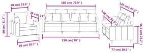 3 pcs conjunto de sofás com almofadas tecido cinzento-claro