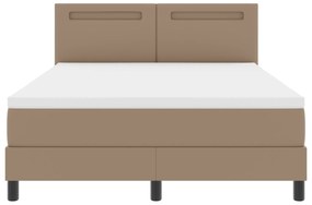 Cama Box Spring vidaXL com Colchão Cappuccino 140x200 cm Couro Sintéti