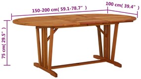 Mesa de jardim 200x100x75 cm madeira de eucalipto maciça
