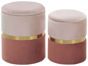 Conjunto de 2 tamboretes em veludo rosa WICHITA Beliani