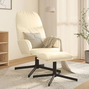 3097409 vidaXL Cadeira de descanso com banco couro artificial branco nata