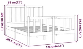 Cama sem colchão 120x200 cm madeira de pinho maciça branco