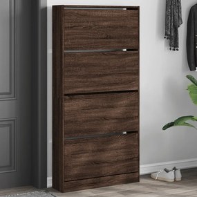 vidaXL Sapateira 4 gavetas articuladas 80x21x163,5cm carvalho castanho