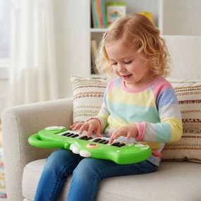 Piano infantil de 25 teclas em forma de dinossauro com música e luzes integradas para maiores de 3 anos Verde