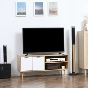 Móvel para televisão até 46 polegadas,110 x 39 x 48,8 cm branco e castanho natural