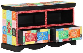Armário de TV vidaXL Multicolorido 80x35x50 cm em Madeira Sólida de Mangueira