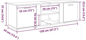 Móvel de TV 120x34x37 cm derivados de madeira cinzento sonoma
