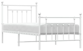 Estrutura de cama com cabeceira e pés 90x200 cm metal branco