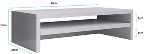 Suporte de Monitor Gamil – 46x13 cm – Branco Mate com 2 Compartimentos