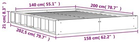 Estrutura de cama 140x200 cm madeira pinho maciça castanho cera