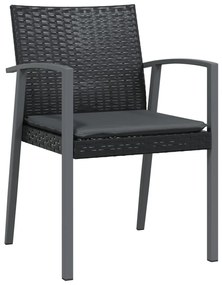 7 pcs conjunto de jantar p/ jardim c/ almofadões vime PE e aço