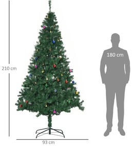 Árvore de Natal Artificial 210cm Ignífugo com 1036 Ramos 53 Decorações Folhas de PVC Abertura Automática Suporte Metálico Decoração de Natal para Inte