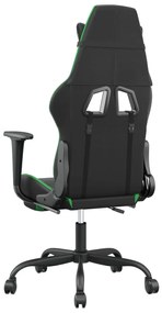 Cadeira gaming massagens c/ apoio pés couro artif. preto/verde