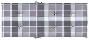 Almofadões cadeiras altas de jardim 4pcs tecido xadrez cinza