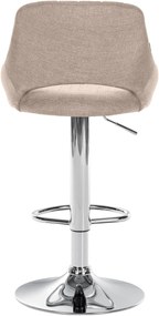 Banco de bar Milet em tecido e com estrutura cromada 46,5 x 85-105,5 x 48 cm Castanho acinzentado