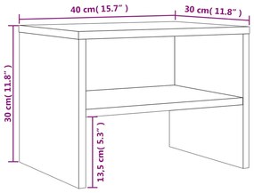 Mesa cabeceira 2 pcs 40x30x30 cm derivados madeira cinza sonoma