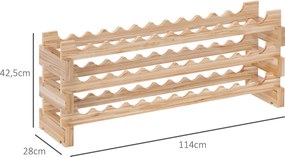 Garrafeira para 36 garrafas, prateleira para vinhos com 3 níveis ajustáveis, 114 × 28 × 42,5 cm, madeira natural