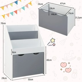 Estante Infantil com Gaveta "Luna" - Organizador de Brinquedos com Rod