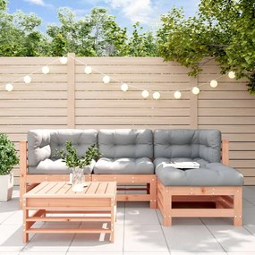 5 pcs conj. lounge jardim com almofadões madeira douglas maciça