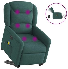 Poltrona elétrica elevatória massagens tecido verde-escuro