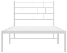 Estrutura de cama com cabeceira 100x190 cm metal branco