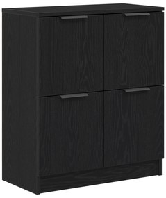 Buffets 2 pcs Madeira de Carvalho Preto 60x30x70 cm Madeira Engenharia