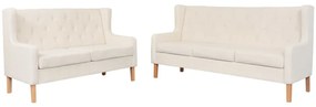vidaXL Conjunto de sofás 2 pcs tecido branco nata