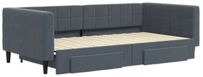 Sofá-cama c/ gavetão e gavetas 100x200cm veludo cinzento-escuro