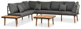 4 pcs conj. lounge jardim c/ almofadões madeira acácia maciça
