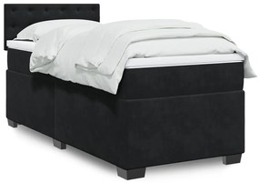 Cama com molas/colchão 100x200 cm veludo preto