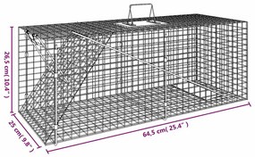 Armadilha p/ animais 64,5x25x26,5 cm ferro galvanizado