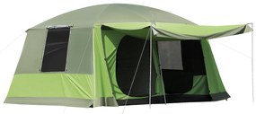 Outsunny Tenda de Campismo Familiar para 4-8 Pessoas Tenda de Campismo Portátil Impermeável com Rede Mosquiteira 410x-310x225cm Verde | Aosom Portugal