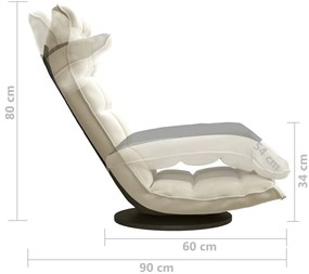 Cadeira de piso giratória veludo cor creme