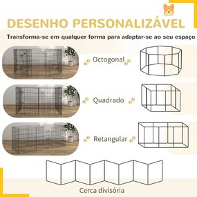 PawHut Parque para Cães 8 Painéis 76x61cm Dobráveis Gaiola Metálica pa