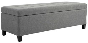 HOMCOM Banco Armazenamento Acolchoado Estofado Linho Tampa Abertura Prático 125x49x41,5 cm Cinza Elegante | Aosom Portugal