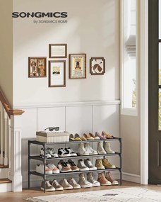 Sapateira com vários níveis 29,7 x 91,8 x 53,5 cm, economiza espaço para o corredor e a área de entrada Preto