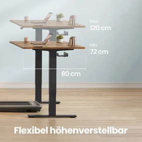 Secretária elétrica com regulação elétrica da altura, 140 x 80 x (72-120) cm, com porta USB-C castanha