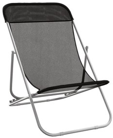Cadeiras praia dobráveis 2pcs textilene/aço revestido pó preto