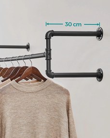 Conjunto de 2 varões para roupa 110 x 30 x 29,3 cm Preto