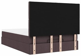 Estrutura cama otomana colchão 140x200cm tecido castanho escuro