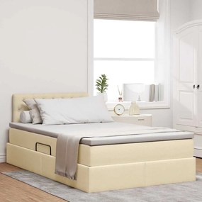 vidaXL Cama com arrumação e colchão com colchão Creme 120 x 200 cm
