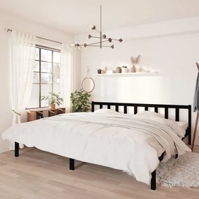 Estrutura de cama super king 180x200 cm pinho maciço preto