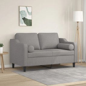 vidaXL Sofá 2 lugares c/ almofadas/almofadões 120cm tecido cinza-claro