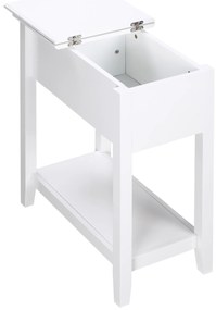 HOMCOM Mesa de Apoio com Tampa Abatível Prateleira de Armazenamento e Orifício para Cabos Oculto 60,5x32,5x70cm Branco
