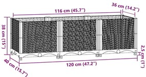 Canteiro elevado 120x40x38 cm polipropileno