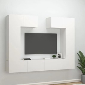Conjunto móveis de TV 6 pcs madeira processada branco