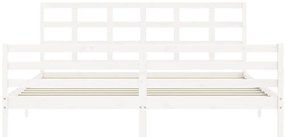 Estrutura de cama com cabeceira 200x200cm madeira maciça branco