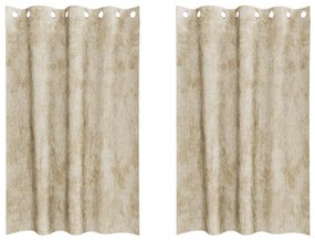 Cortinas de Veludo - 2 pcs com Ilhós Creme 175x140 cm